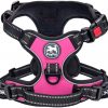 PoyPet No Pull Dog Harness, [Upgraded Version] No Choke Front Lead Dog Reflective Harness, Adjustable Soft Padded Pet Vest with Easy Control Handle for Small to Large Dogs